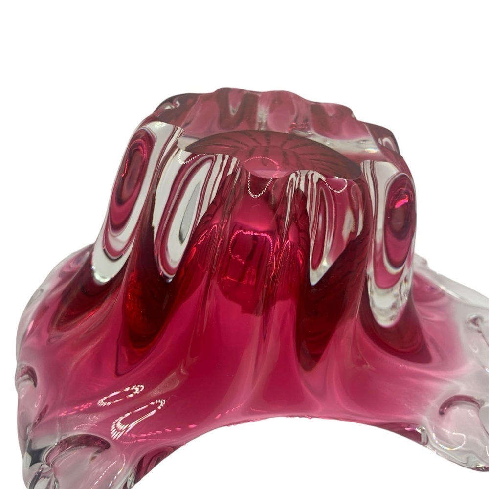 Art Glass Vintage bowl, red/cranberry color, by Egermann, Czech Republic. - Picture 6 of 9
